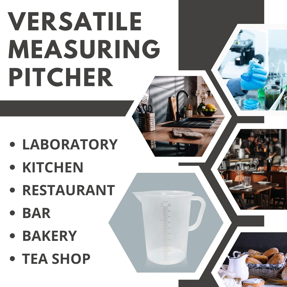 Appletofu Plastic Graduated Measuring and Mixing Pitcher - 2000ml Plastic Graduated Measuring