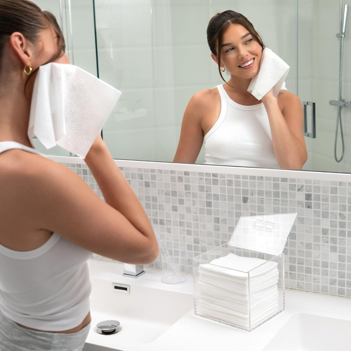CLEAN SKIN CLUB Clear Acrylic Box for Clean Towels XL (NOT Included), Container For 50 Disposable