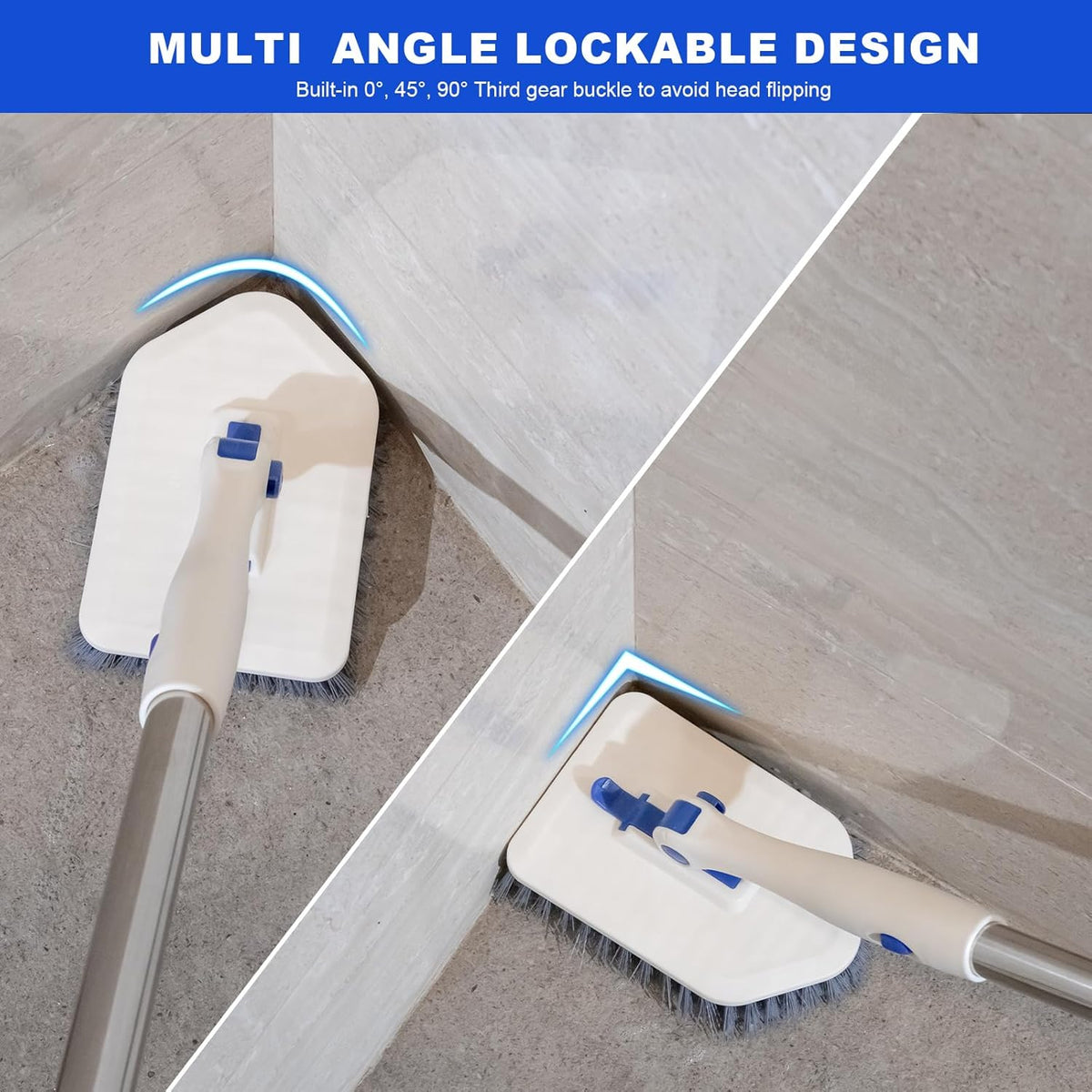 Tile Tub Scrubber Brush with 52-inch Adjustable Long Handle 3-in-1 Rotatable Shower Brush for