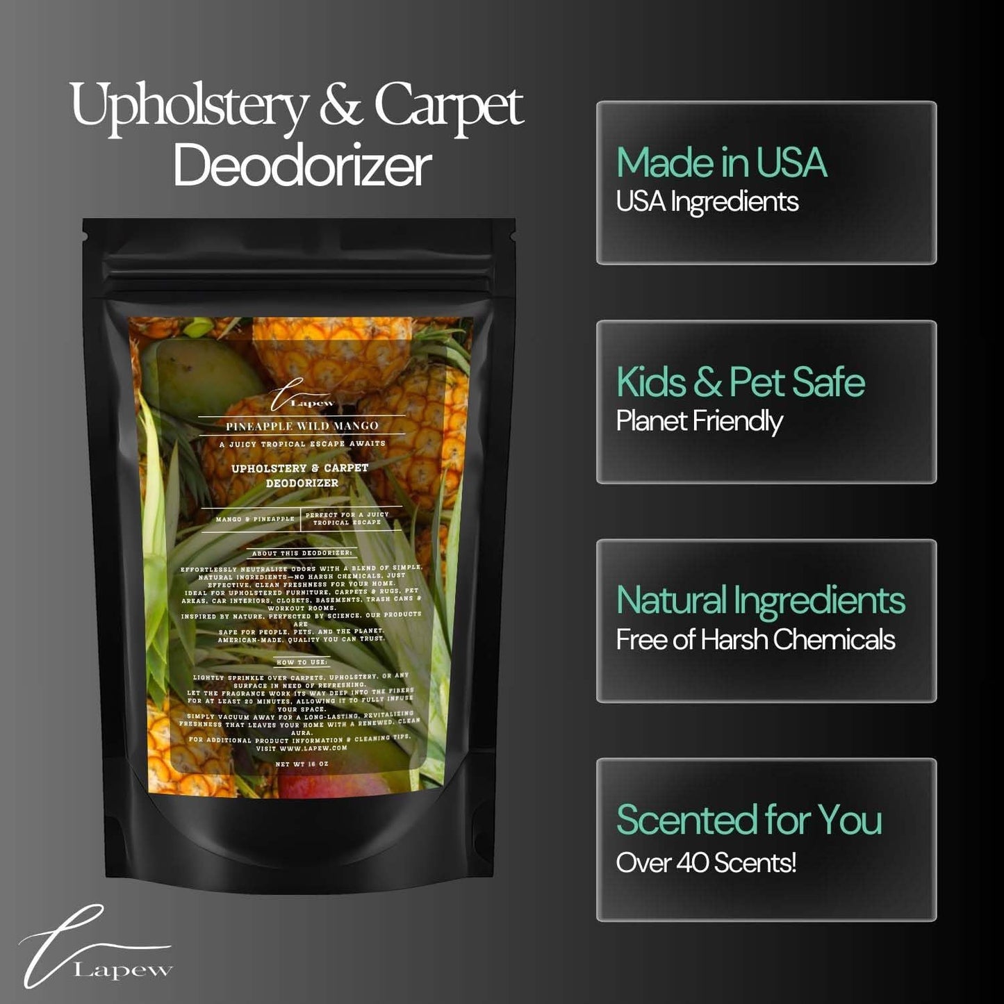 Pineapple Wild Mango Carpet Freshener Powder 16 oz | Powerful Odor Eliminator for Home | Upholstery