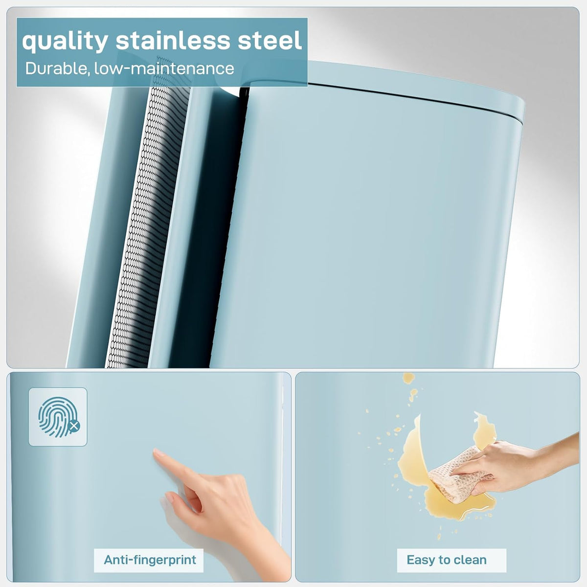 Arlopu 8/13.2 Gallon Step Trash Can, Stainless Steel Garbage Bin, Soft-Close Rubbish Bin with
