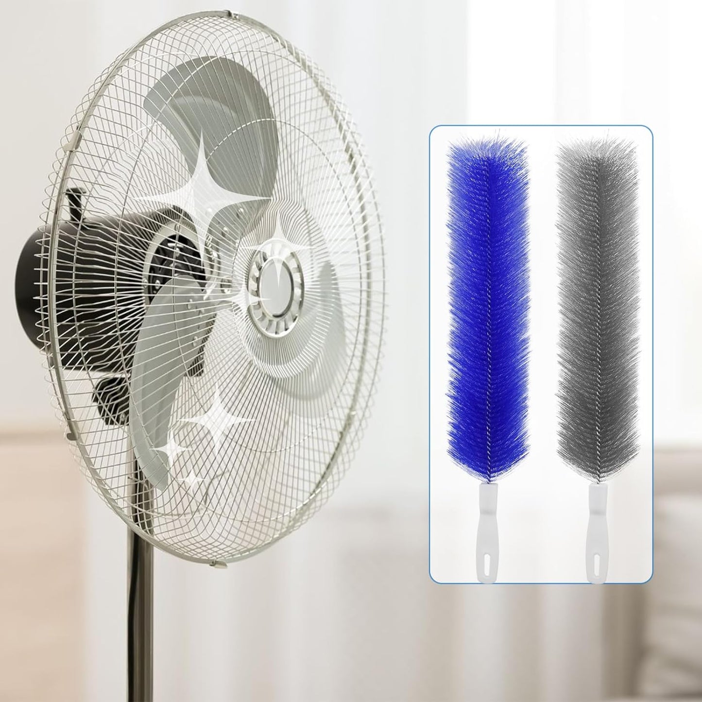 2 Pcs Cobweb Duster, Bendable Fan Cleaner Brushes Set Reusable, Plastic Microfiber Duster for Air