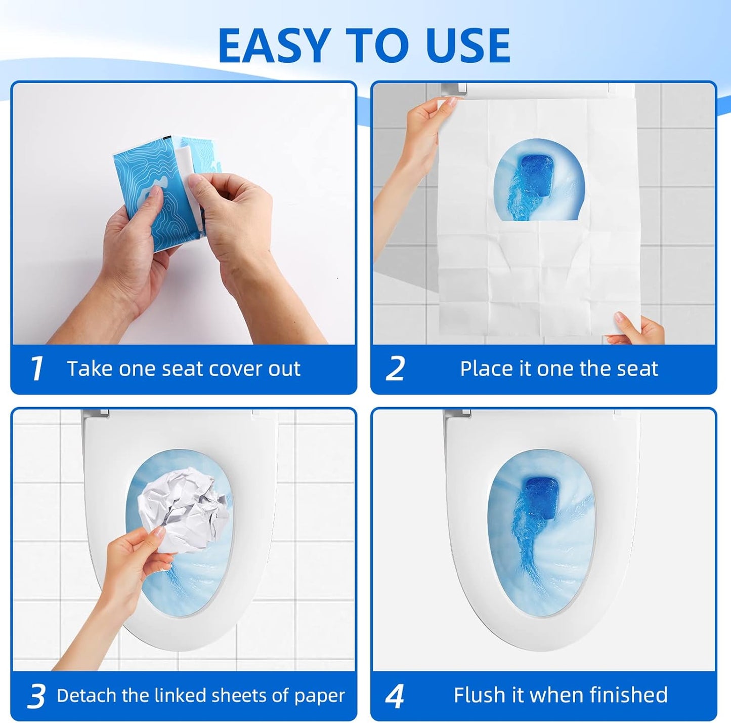 Toilet Seat Covers (60 pack), XL Flushable and Biodegradable Paper Cover Disposable for Adult and