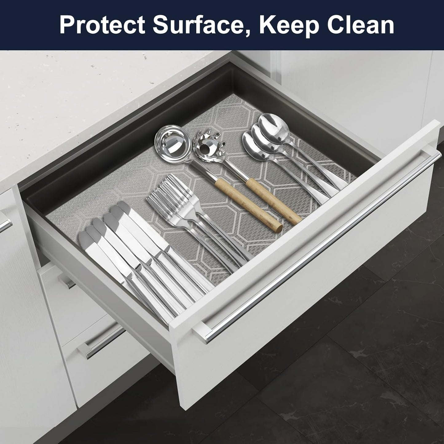 Shelf Liner, Refragerator Drawer Liners for Kitchen Cabinets, Waterproof Bathroom Sink Mat No Slip