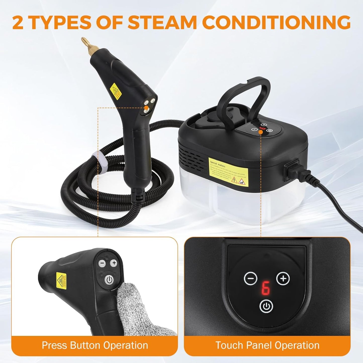 BEAMNOVA Steam Cleaner for Car Detailing 1.2L (41oz) Water Tank Portable Handheld Steamer for