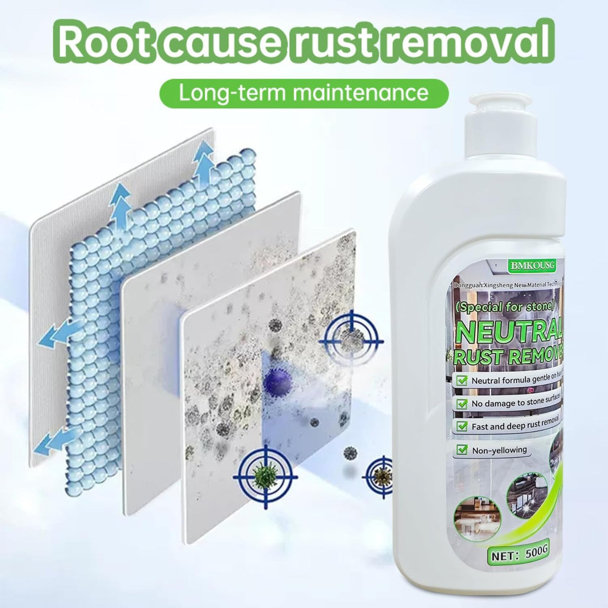 500ml Rust Stain Remover Neutral Metal Cleaner Marble Rust Remover - Powerful and Effective in