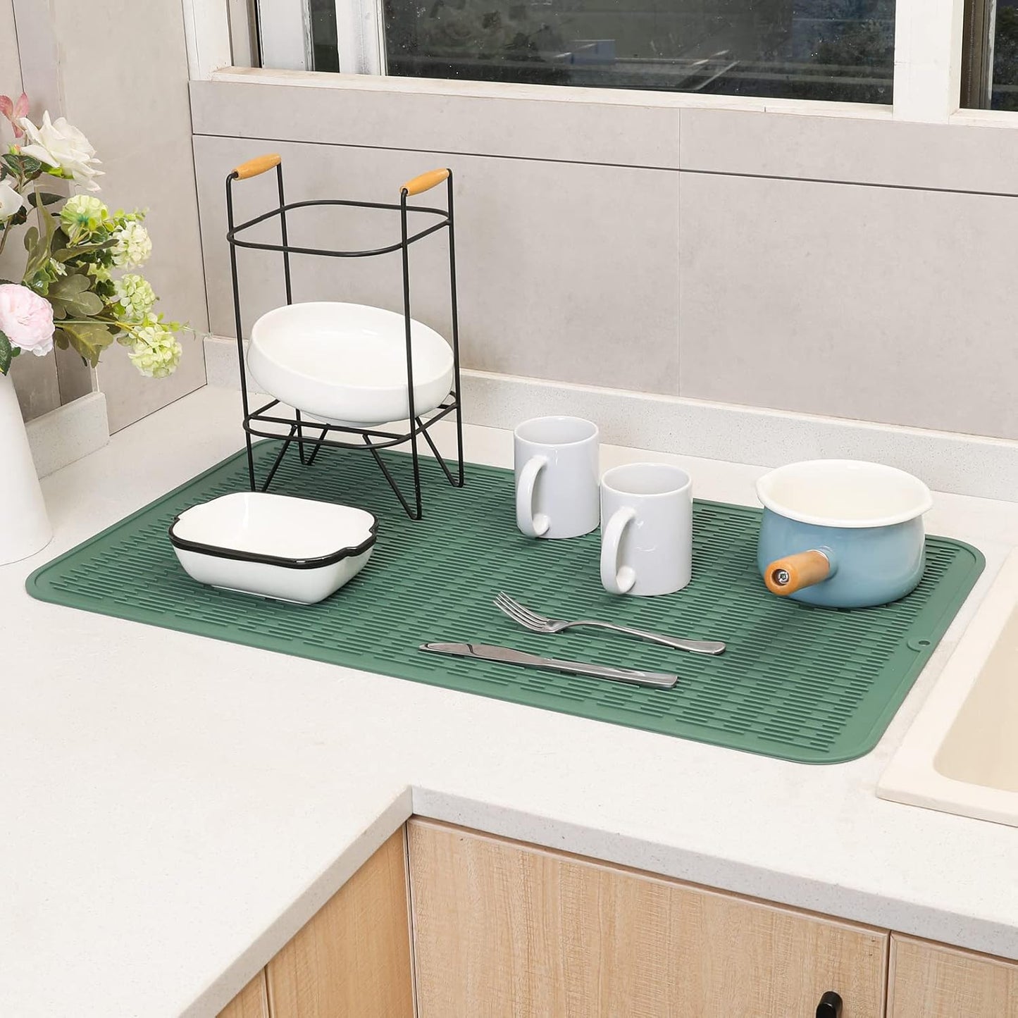 Silicone Dish Drying Mat for Multiple Usage,Easy clean,Eco-friendly,Heat-resistant Silicone Mat for