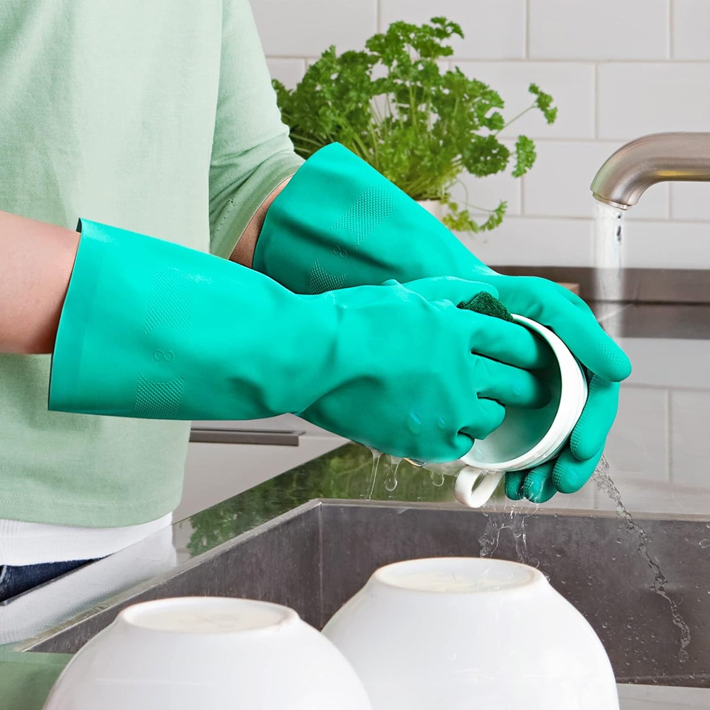 ThxToms Chemical Resistant Nitrile Gloves, Resist Household Acid, Alkali, Solvent and Oil, Latex