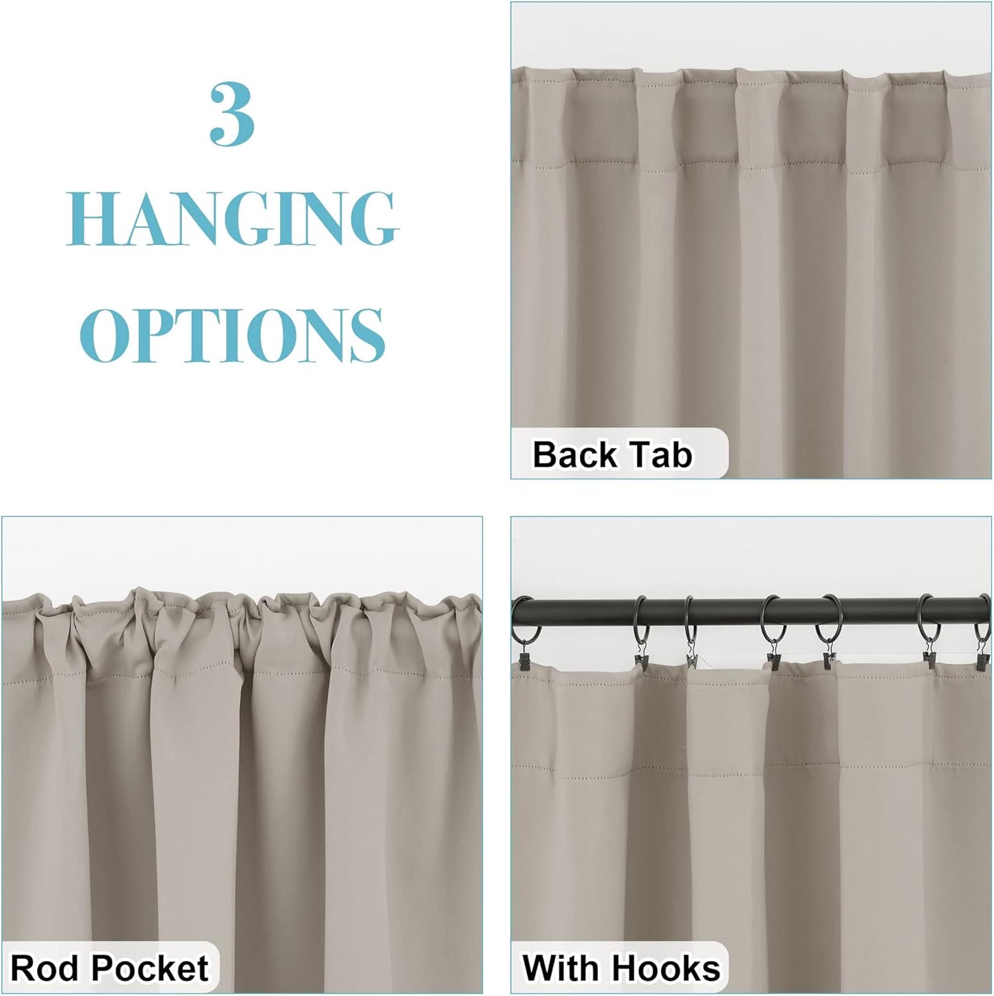 RYB HOME Small Window Curtains - Blackout Insualting Privacy Curtains for Kids Bedroom Kitchen