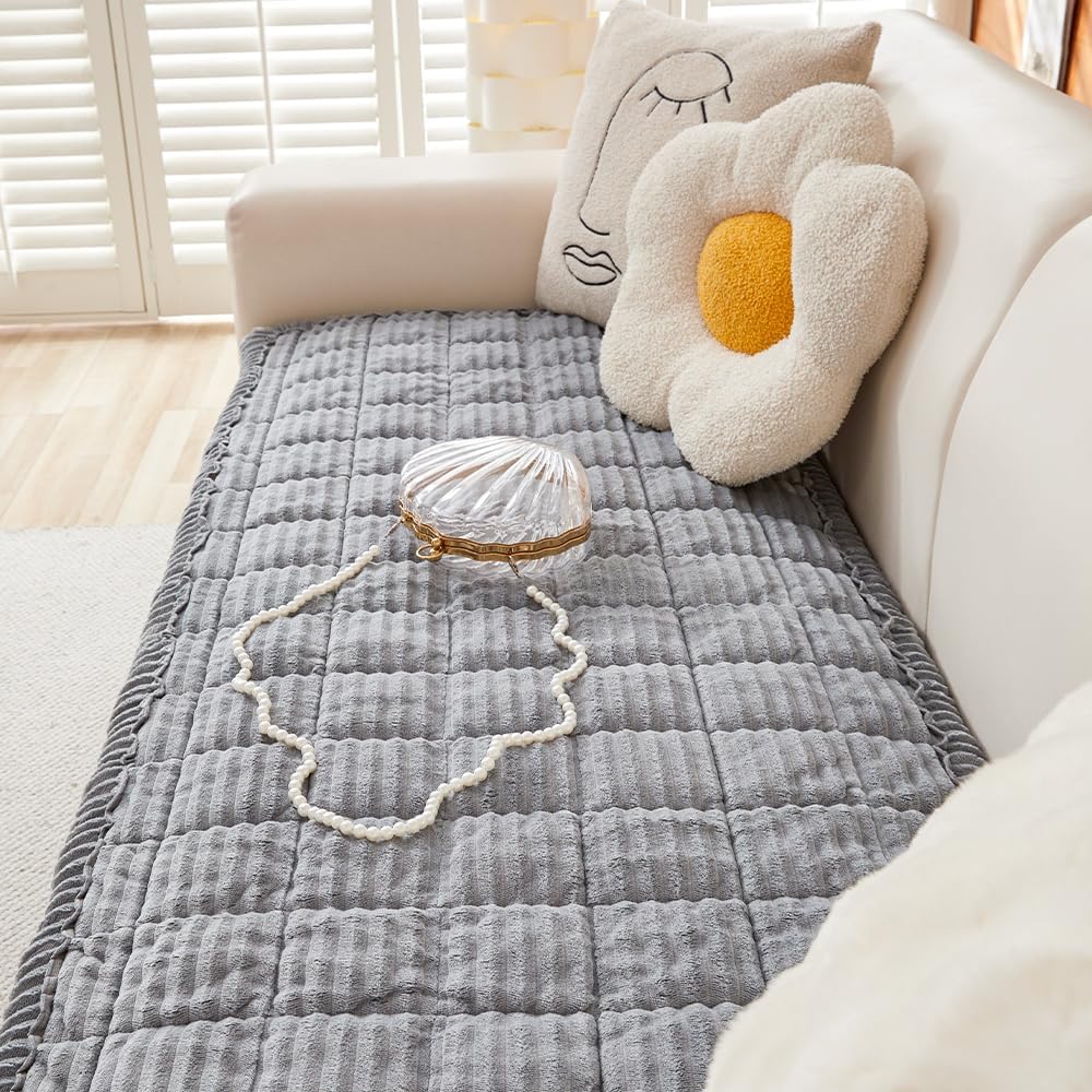 Couch Cover for Dogs Washable, Fuzzy Pet Couch Covers for 3 Cushion Sofa Pet Friendly, Non Slip
