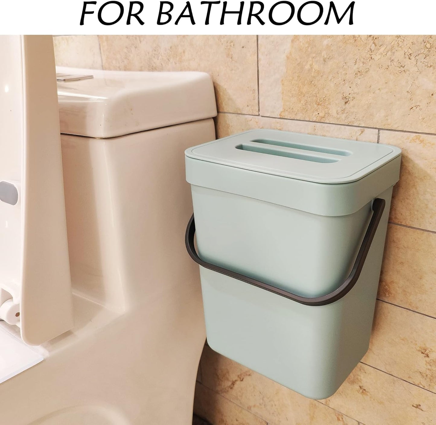 stonespace Compost Bin Indoor Kitchen Sealed, Mountable Compost Bucket, Hanging Food Waste Bin for