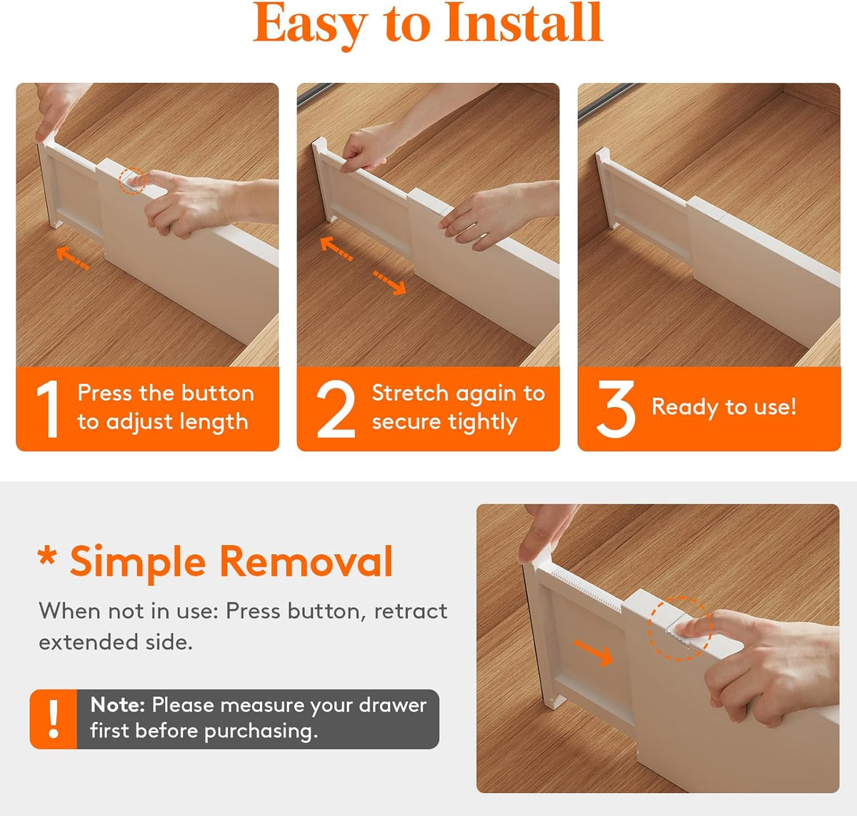 Lifewit 5 Pack Drawer Dividers Plastic 6" High, 13.5-22" Adjustable Drawer Organizers for Clothes