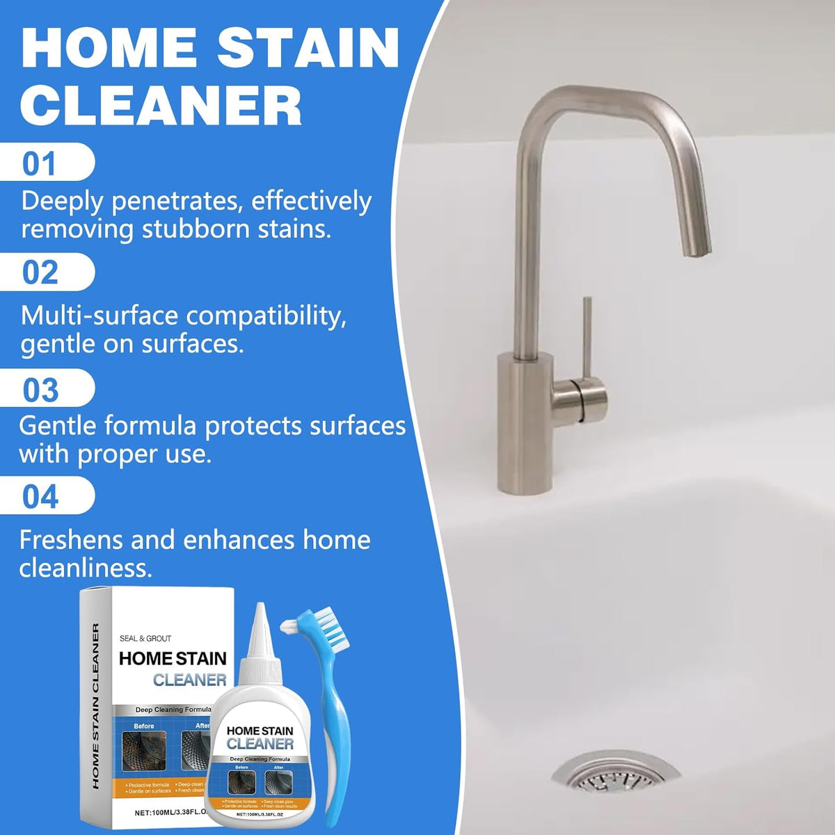 Mold stain removal gel cleaner, washing machine cleaner, washing machine, refrigerator seals, tile
