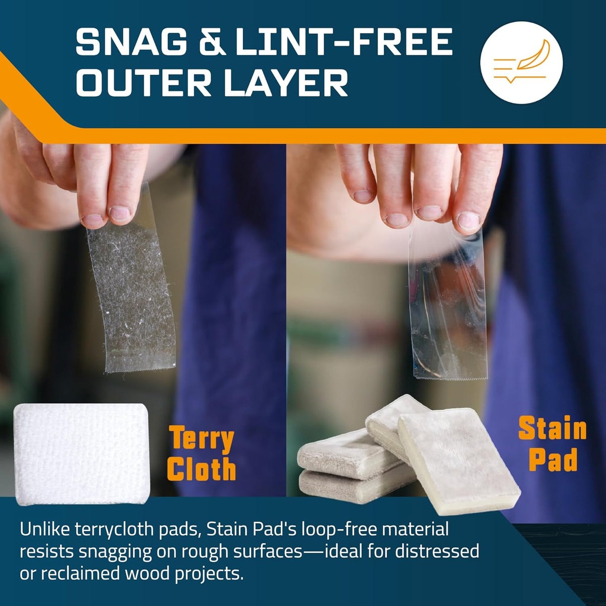 MāKRS Stain Pad, Cut-to-Size Staining Pads, 10-Pack, Lint, Snag, Streak-Free Applicator, Micro