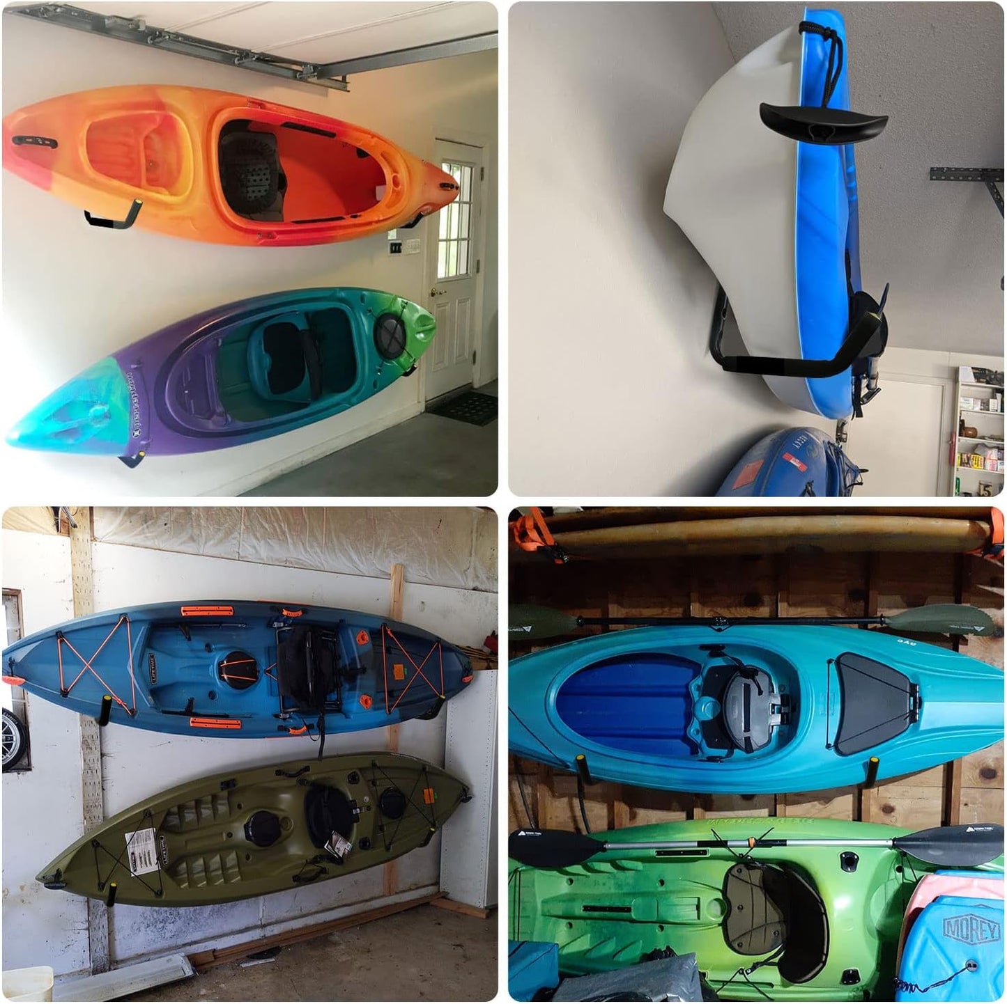 100 LB Capacity (15") Heavy Duty Garage Storage Hooks (4packs) Kayak Storage Hanger Wall Mounted