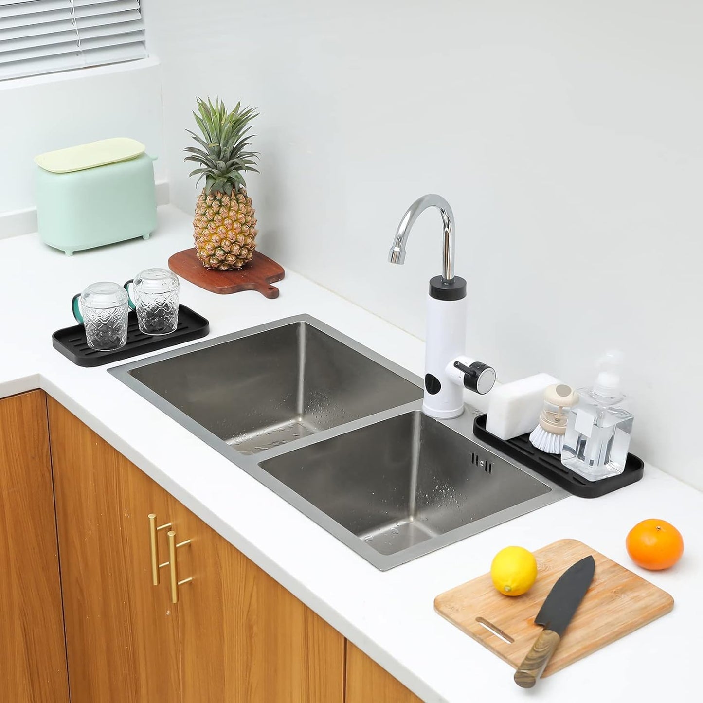 Silicone Kitchen Sink Organizer Tray for Multiple Usage,Eco-Friendly Sponges Holder for Kitchen