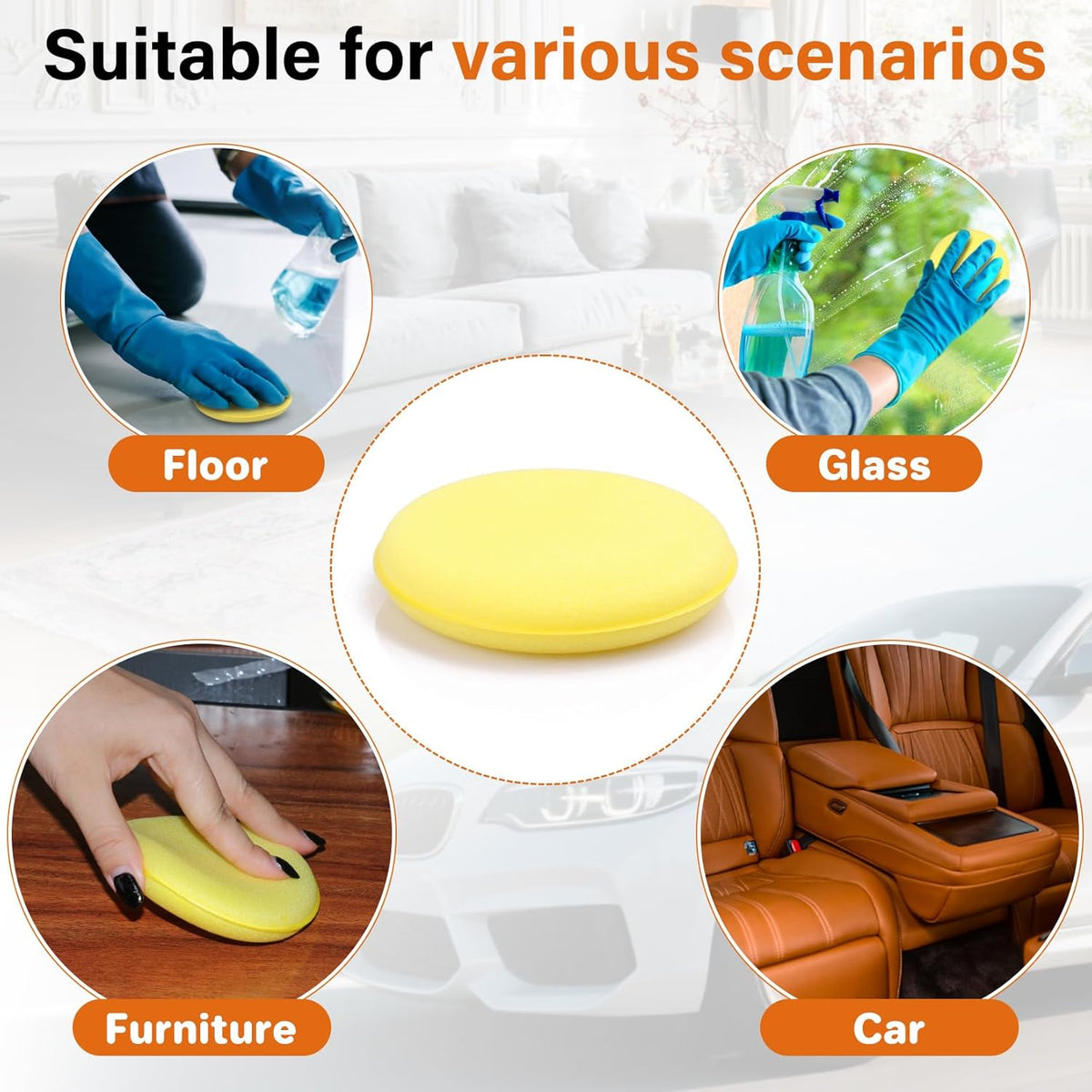 psler Foam Car Wax Applicator Pad Foam Applicator Pads Detailing Round 4 inch Polishing Sponges for