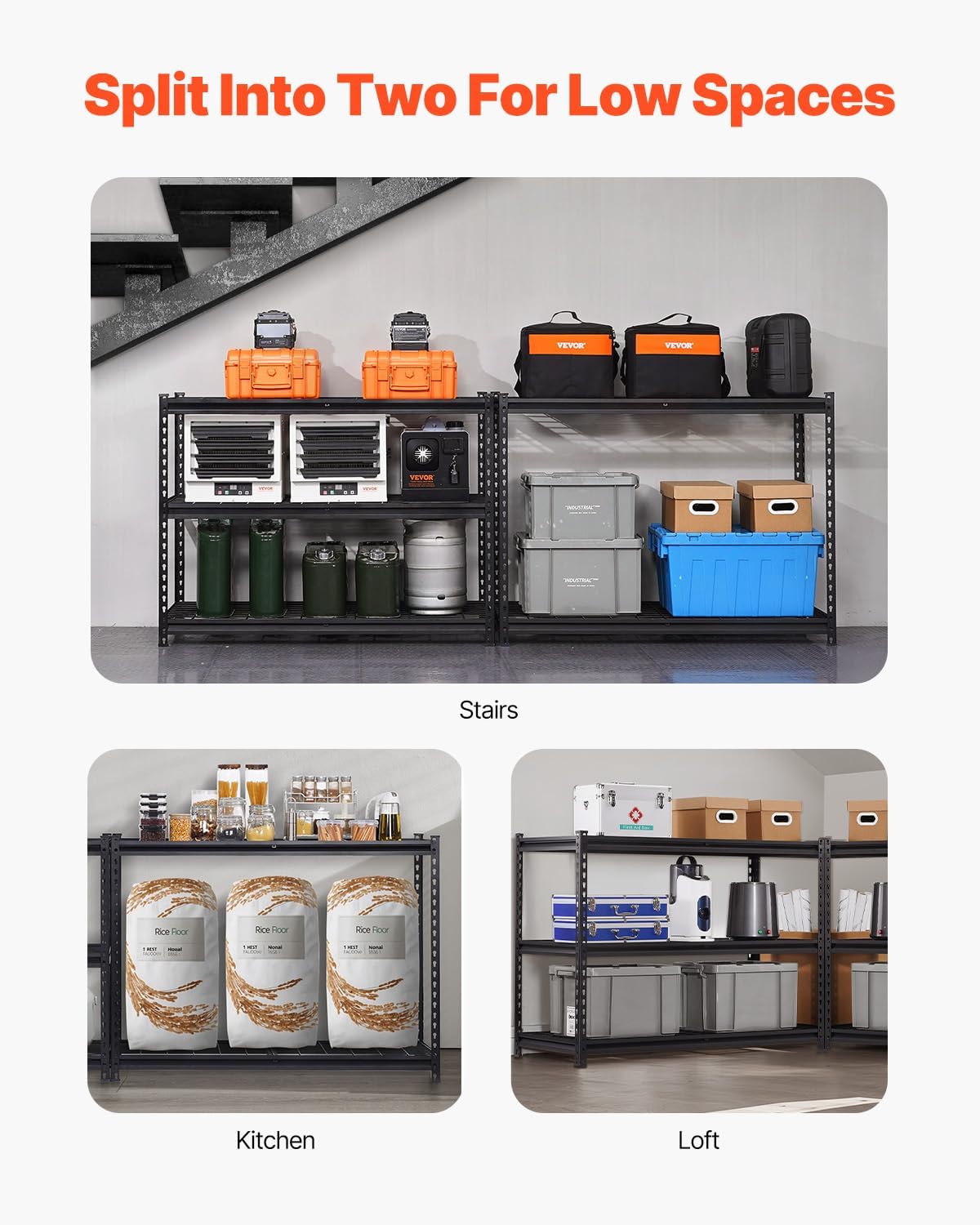 VEVOR Storage Shelves, 3000 lbs, 5 Tier Heavy Duty Garage Shelving, 24" D x 48" W x 72" H