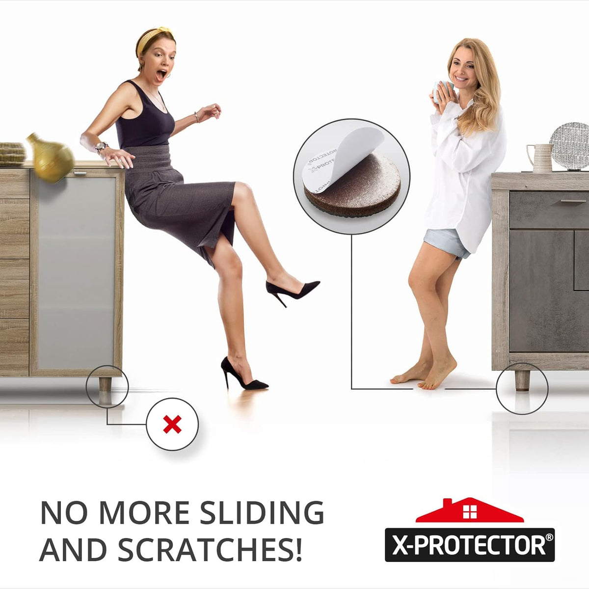 Non Slip Furniture Pads 36 pcs 1" X-Protector - Premium Furniture Grippers - Self-Adhesive Rubber