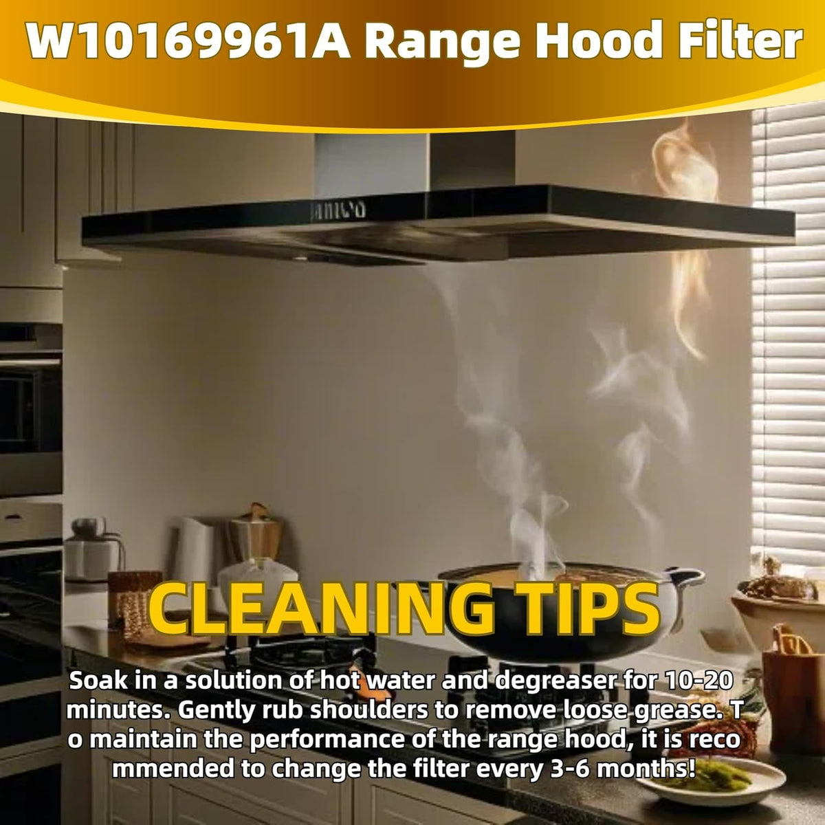 W10169961A 5 Layer Aluminum Mesh Range Hood Filter Replacement 12" x 10.5" for Whirlpool Vent Hood