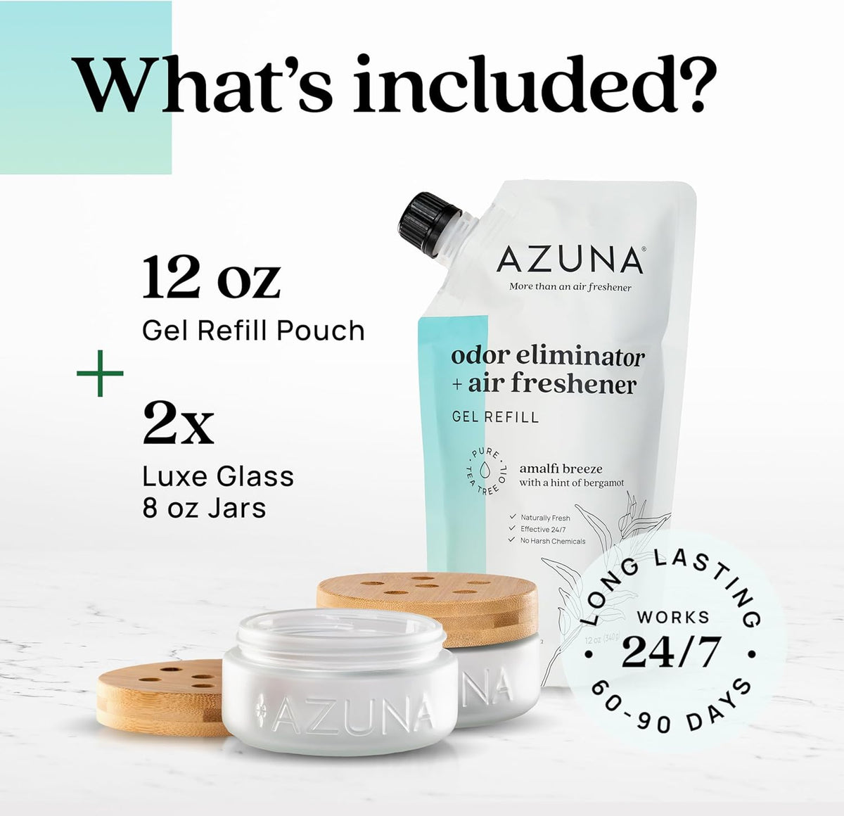 Azuna Air Freshener & Odor Eliminator for Strong Odor | 2 Room Kit Includes (2) 8 oz. Empty Luxe