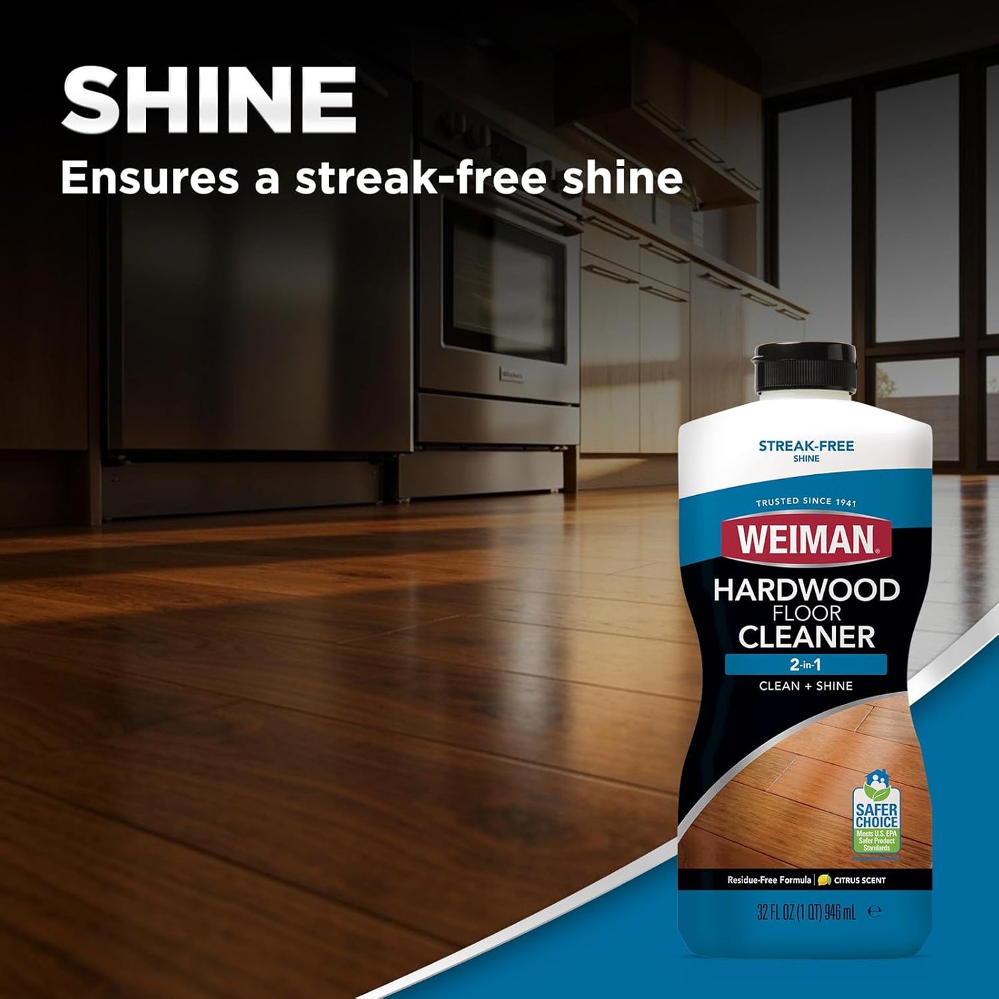 Weiman Hardwood Floor Cleaner and Polish Restorer Combo - 2 Pack - High-Traffic Hardwood Floor