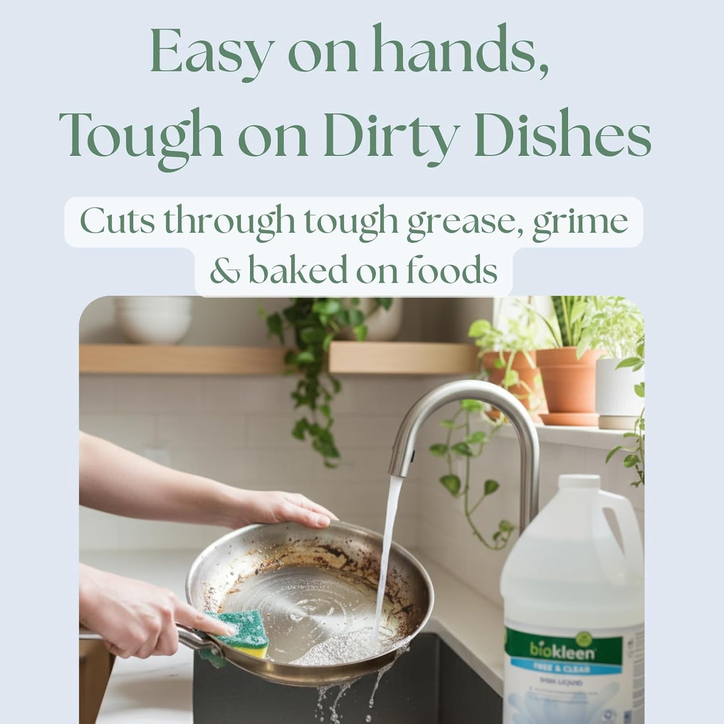 Biokleen Free & Clear Dish Soap - Dish Liquid, Dishwashing Cleaner, Eco-Friendly, Non-Toxic