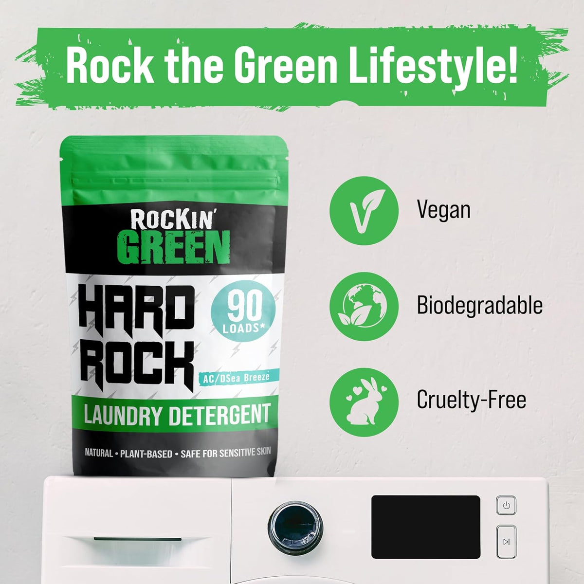 Rockin' Green Hard Rock Powder Laundry Detergent (90 Loads) - Natural Powdered Laundry Detergent