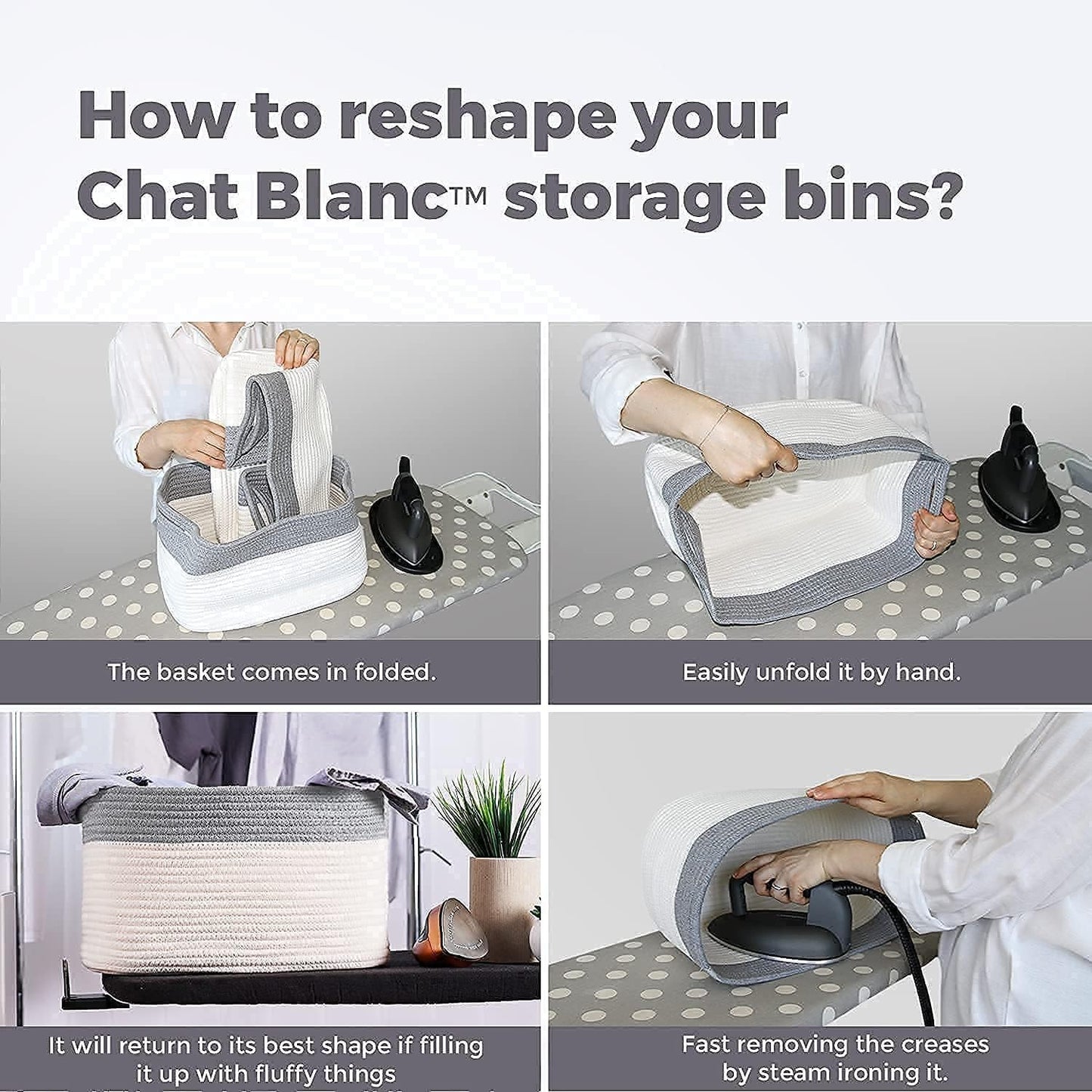 CHAT BLANC Rainbow Cotton Rope Baskets for Organizing | Storage Baskets for Shelves | Rainbow Rope