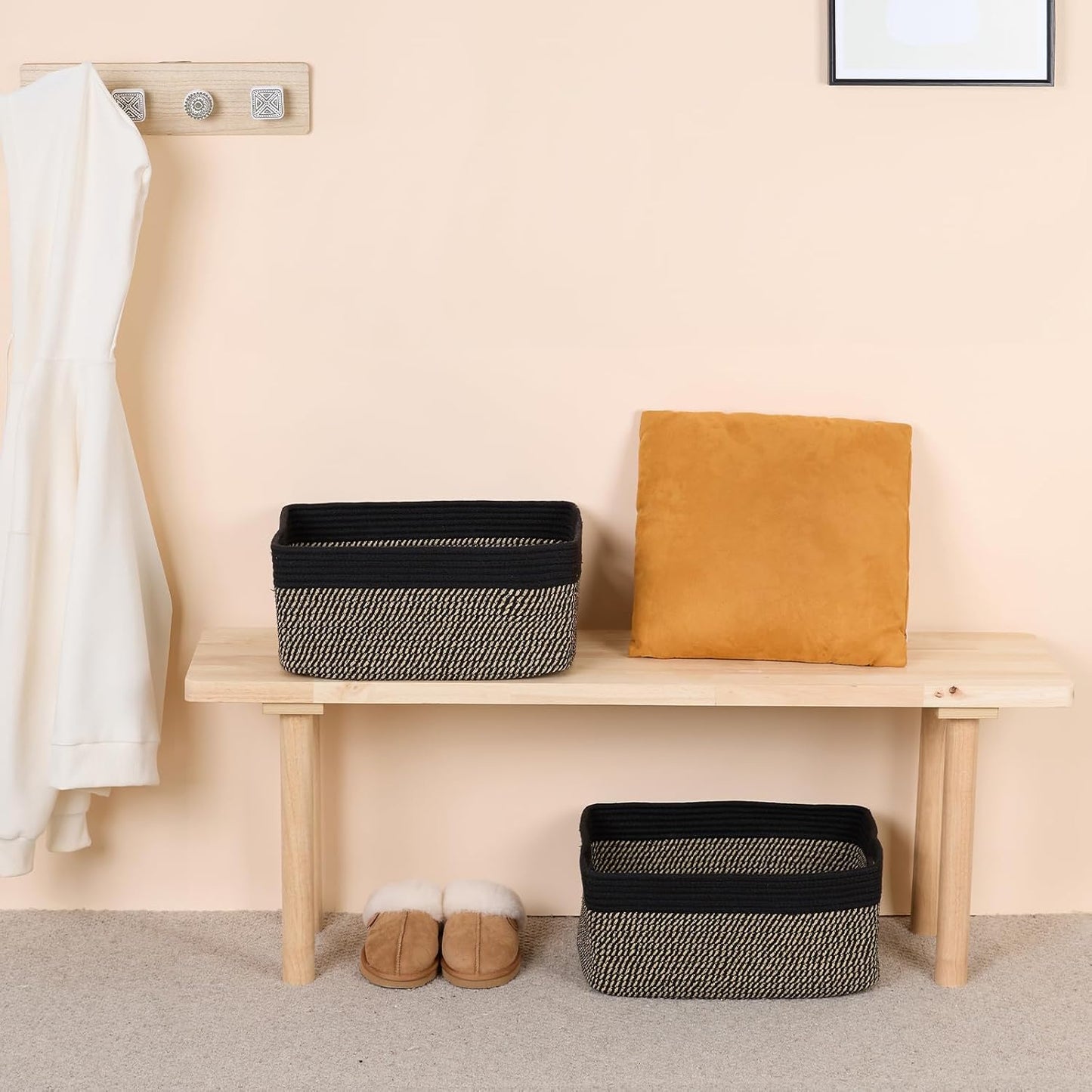 Large Storage Baskets for Organizing, Closet Shelf Baskets for Clothes Blanket Towels, Baby