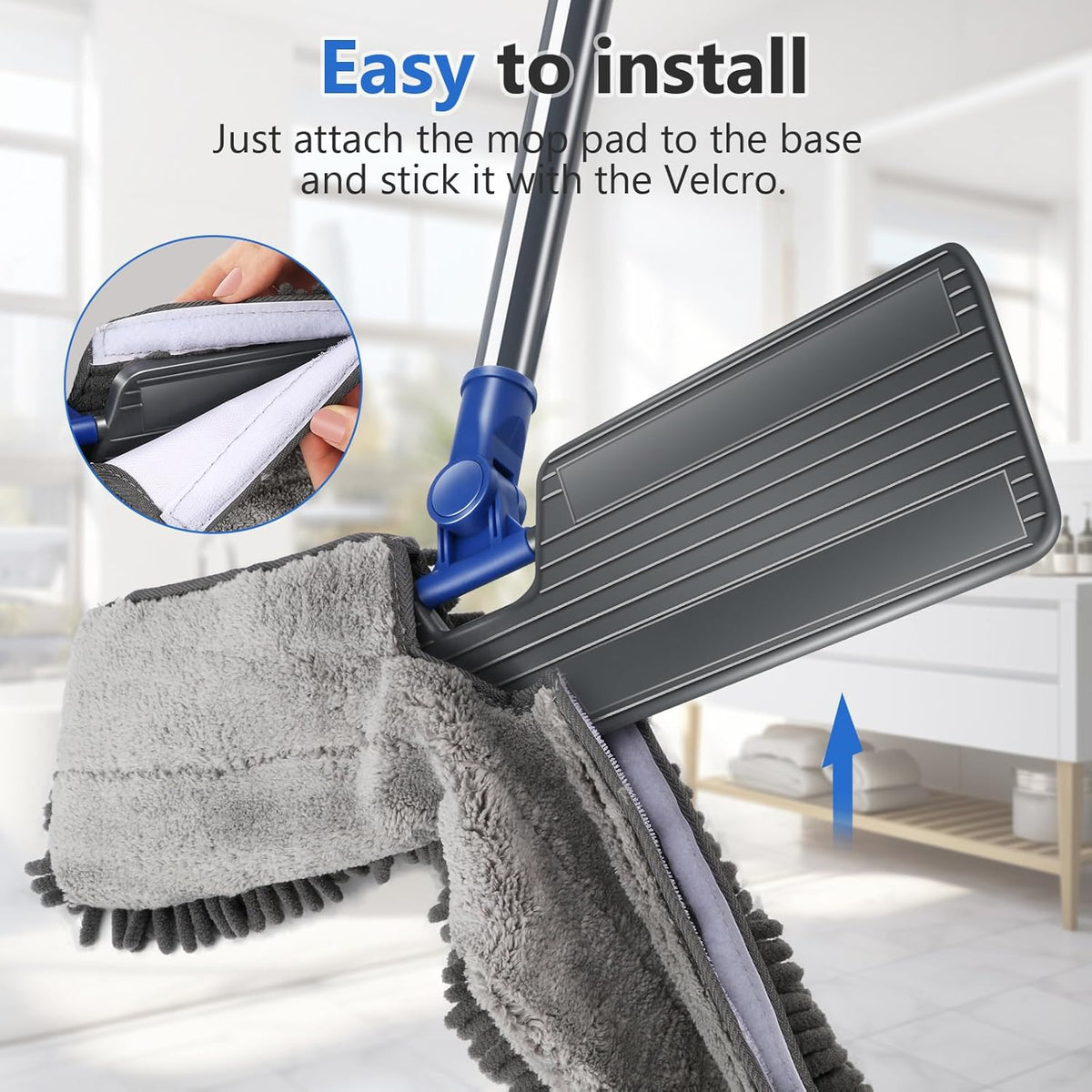 Masthome Microfiber Mops for Floor Cleaning,Dust Mop with 4 Reusable Pads,Flat Flip Mops for Wet &