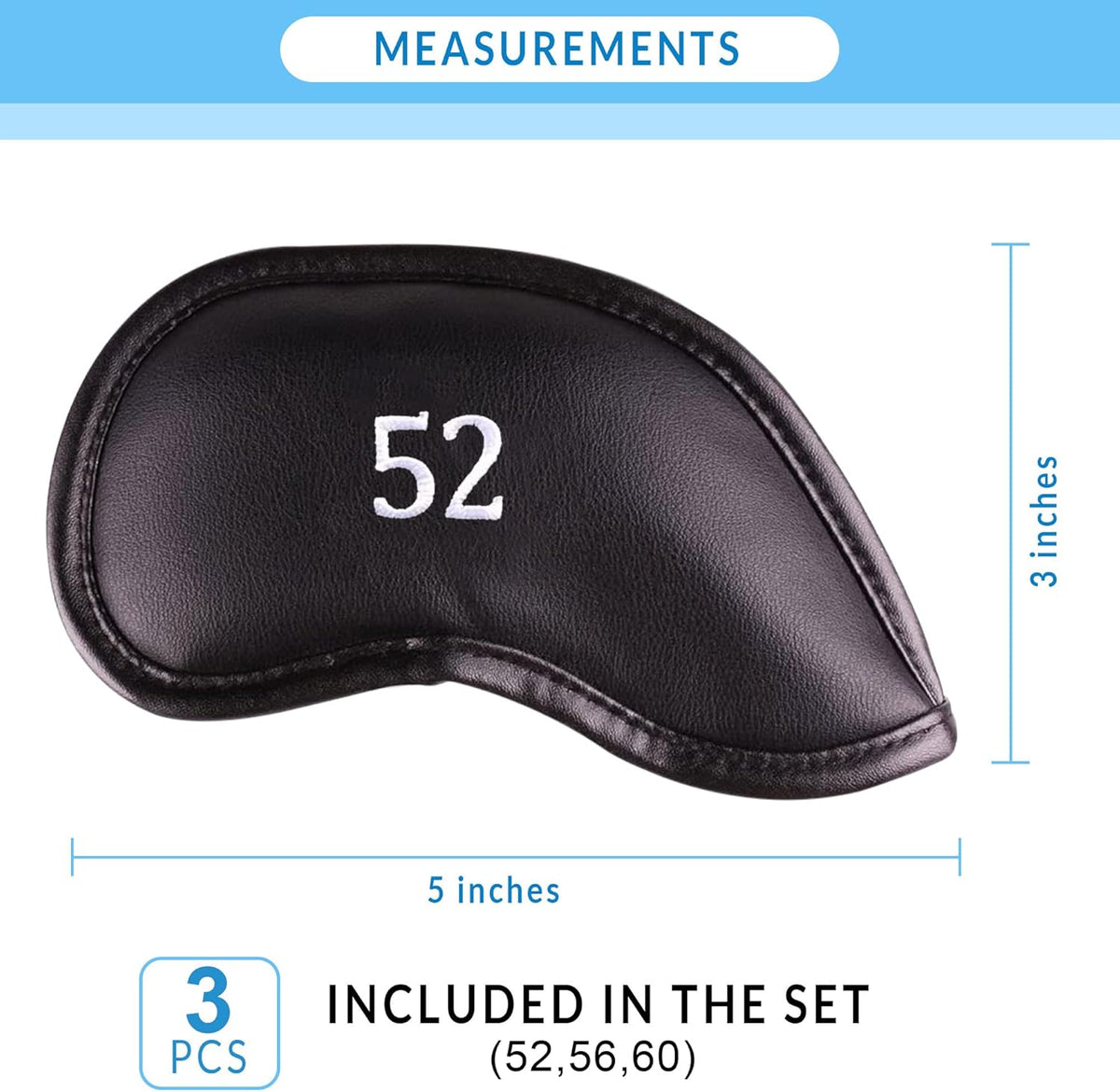 Premium Magnetic Leather Iron and Wedge Golf Club Head Covers | Set of 10 | Fits Most Clubs |