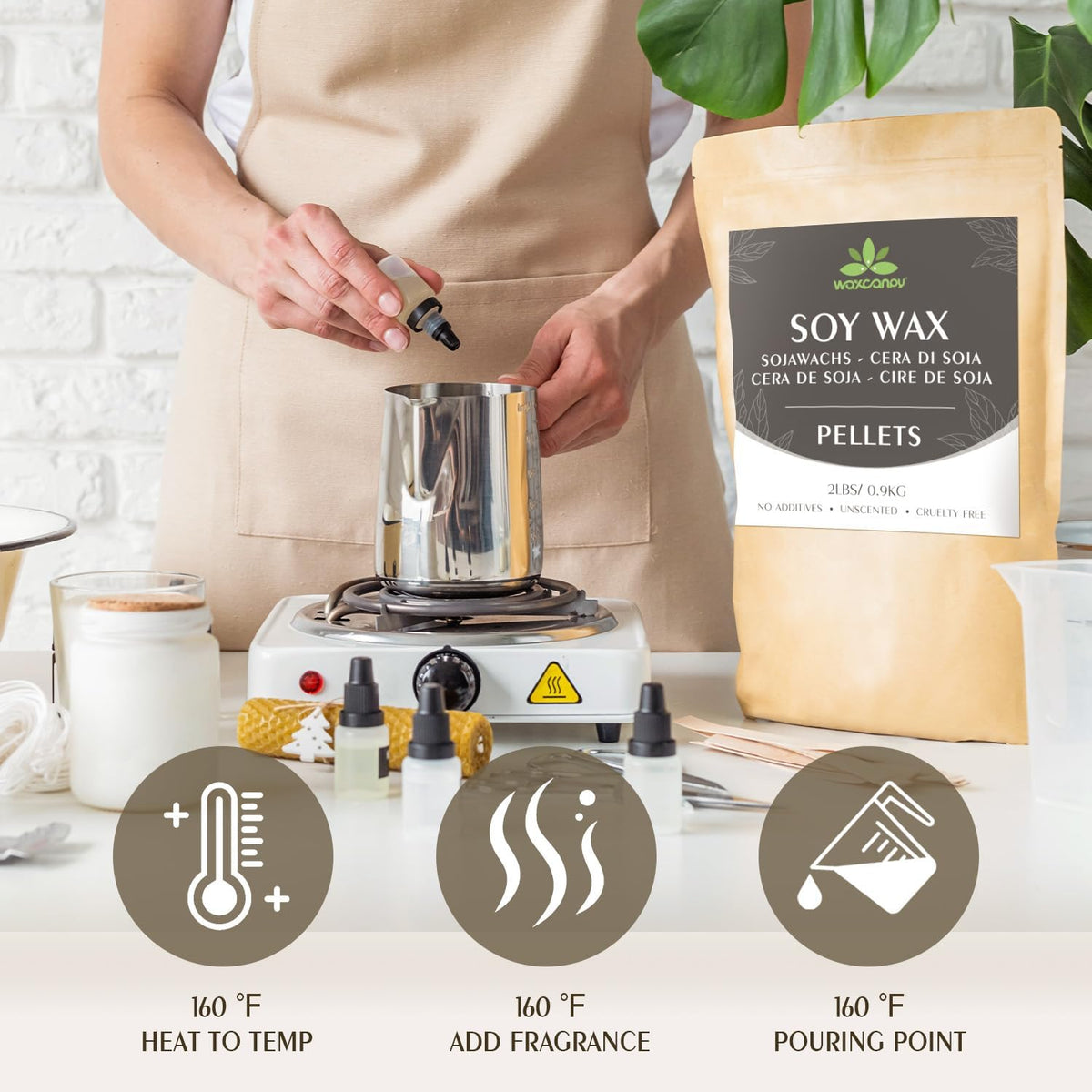 Soy Wax, Waxcanpy Natural Candle Wax, Organic Soy Wax for Candle Making from Farm, No Additives