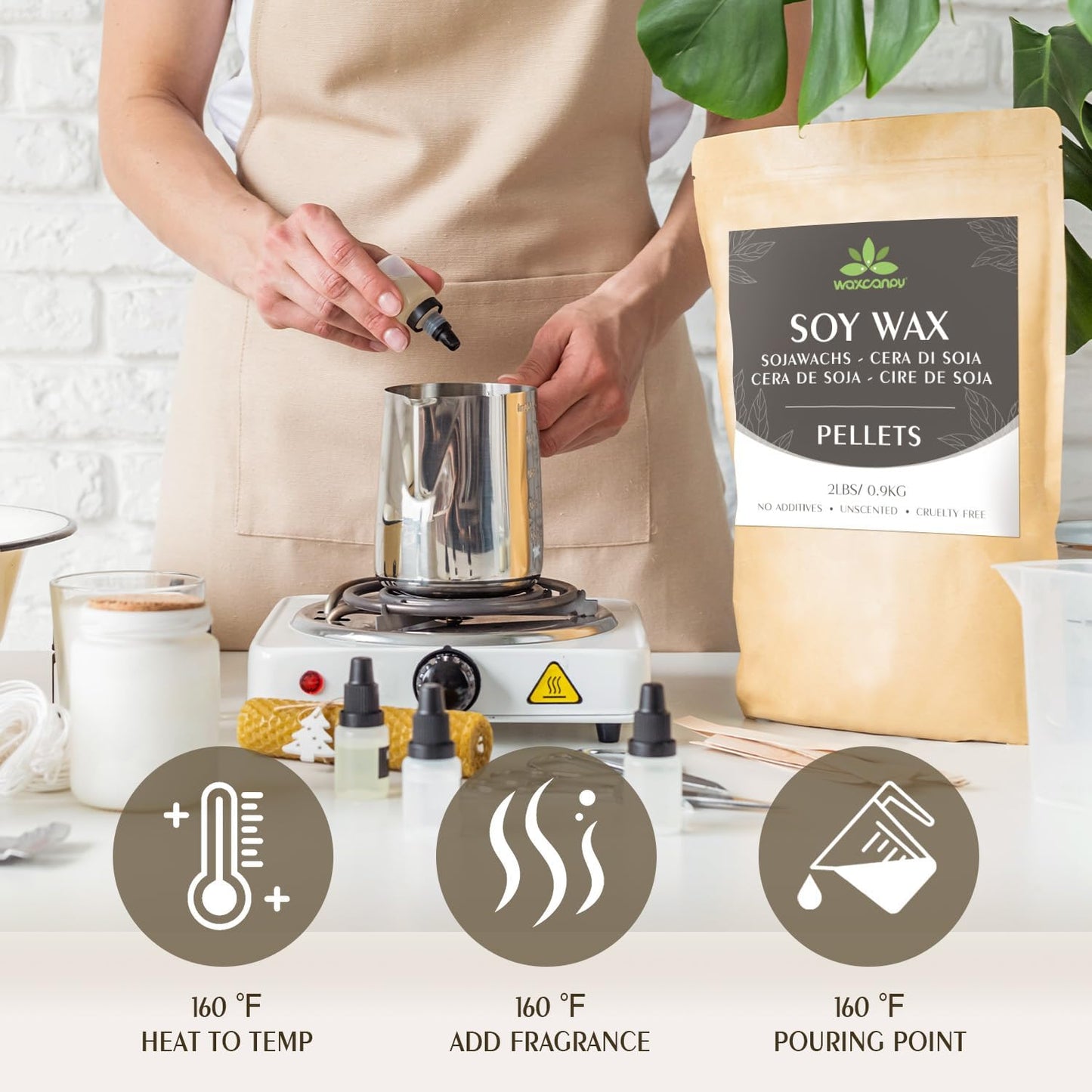 Soy Wax, Waxcanpy Natural Candle Wax, Organic Soy Wax for Candle Making from Farm, No Additives