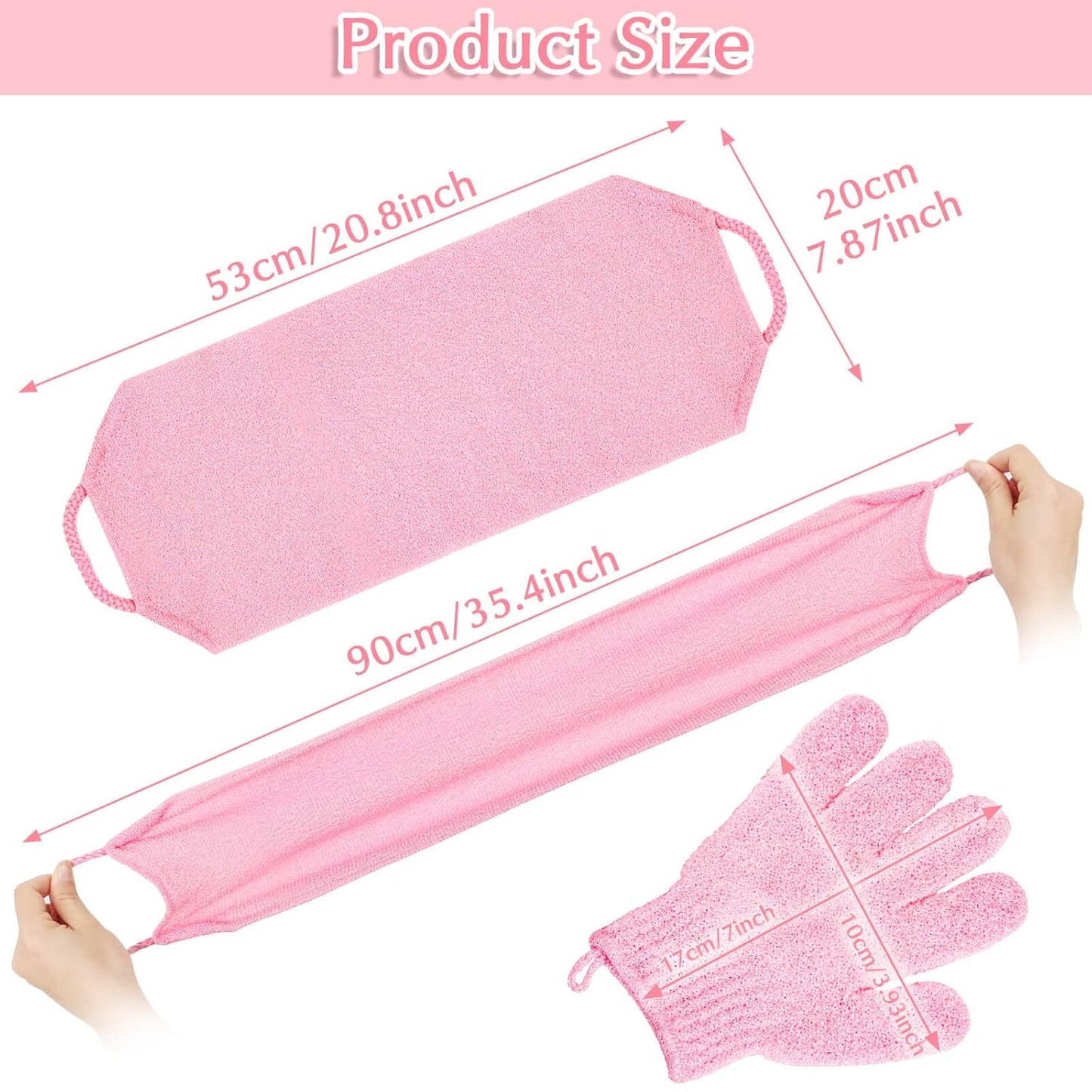 Anezus Exfoliating Shower Bath Gloves Back Scrubber Set for Body, Face, Shower, Bath, Scrub and
