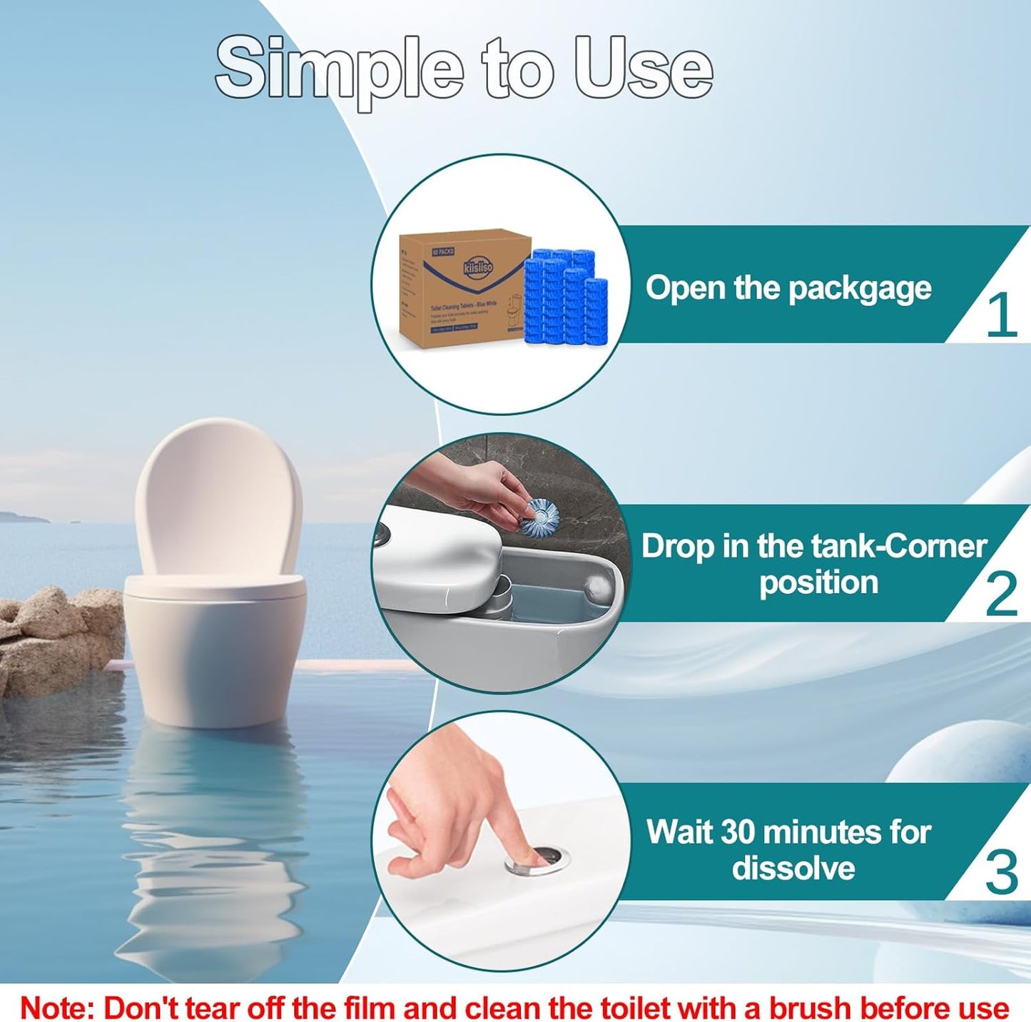 KIISIISO Toilet Bowl Cleaners Tablet 72 PACK, Automatic Toilet Cleaners for Deodorizing &