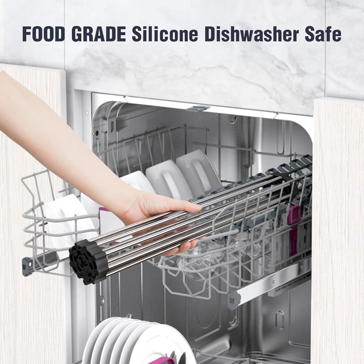 Tomorotec 17.7" x 12.5" Roll Up Dish Drying Rack Over Sink Drying Rack Sink Cover Kitchen Sink