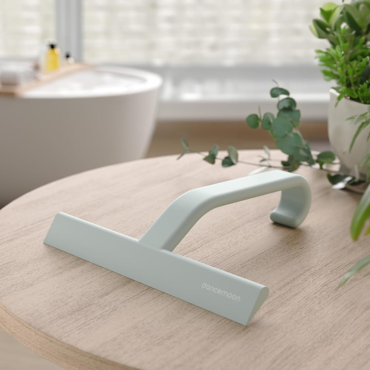 dancemoon JustHang Shower Squeegee for Glass Doors, All-one-Piece Silicone with Built-in Hook