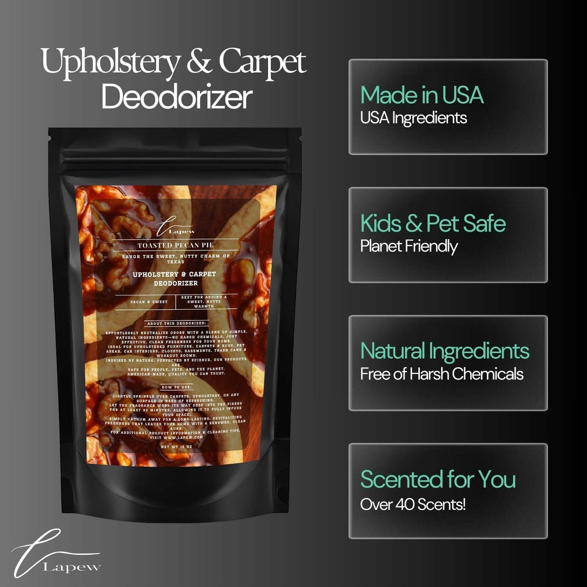Toasted Pecan Pie Carpet Freshener Powder: Powerful Odor Eliminator for Home, Upholstery