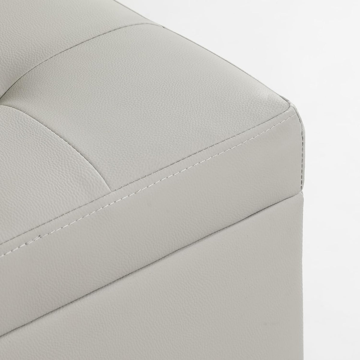 Adeco 18" PU Storage Ottoman, Upholstered Square Faux Leather Foot Rest - Flip Top Footstool with