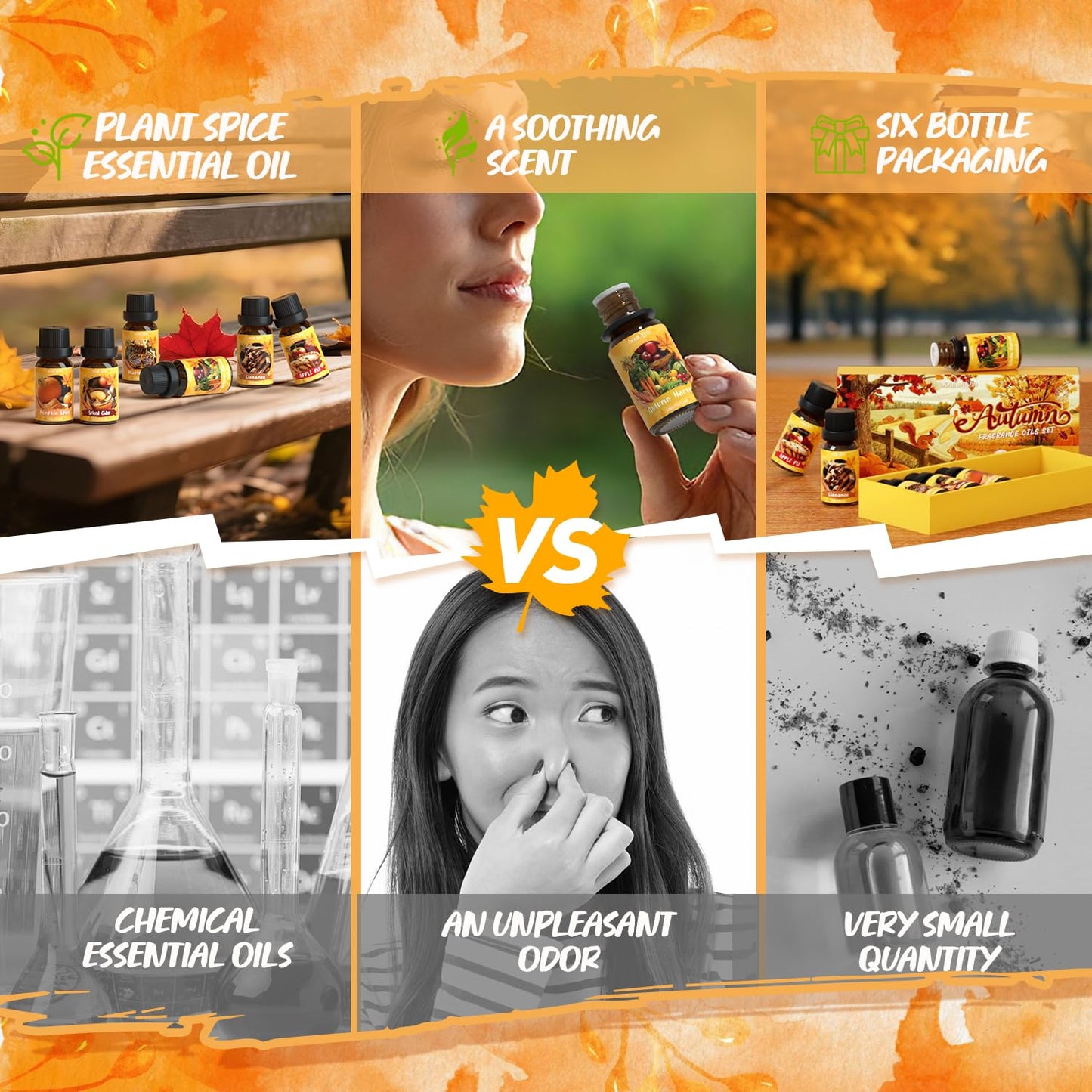 Autumn Fragrance Oils Set, Essential Oil for Diffuser, Fall Scent Diffuser Oil, Use for Soap Candle