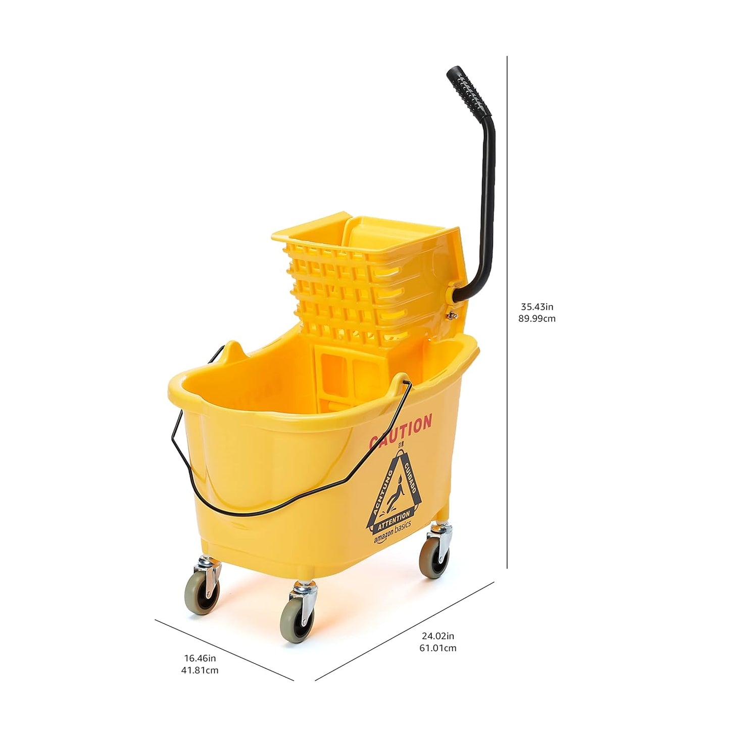 Amazon Basics Side Press Wringer Combo Commercial Floor Cleaning Rectangular Mop Bucket on Wheels