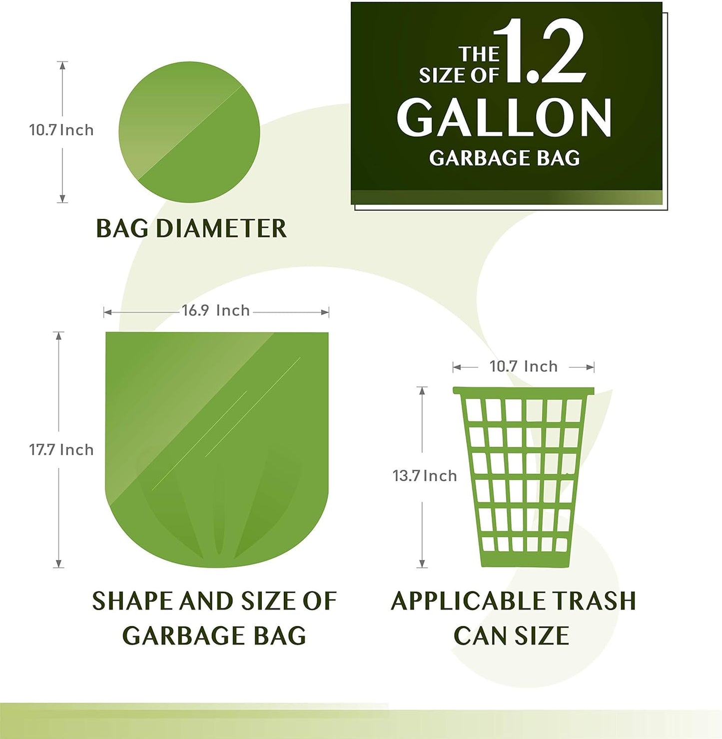 Compostable Trash Bags - FORID 1.2 Gallon Small Garbage Bags 150 Count Mini Strong Trash Can Liners