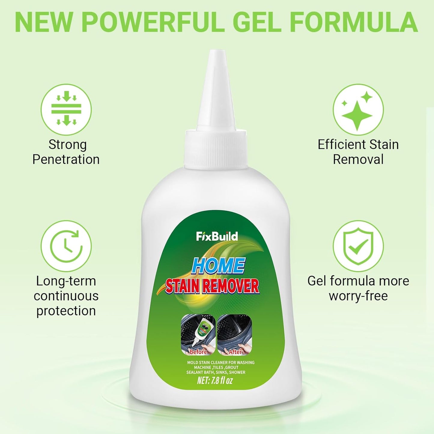 Home Remover Gel, Heavy Duty Stain Cleaner, Multi-Purpose Cleaner Applied to Refrigerator, Washer