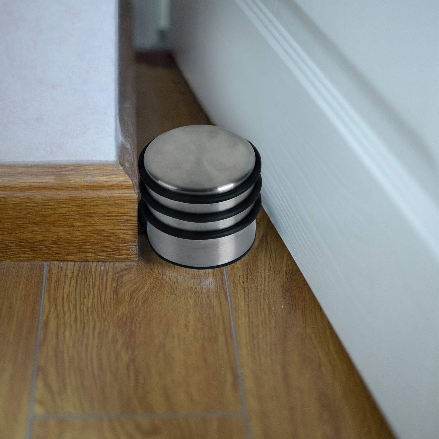 KINJOEK 2PCS Heavy Weight Door Stopper, No Drill Stainless Steel Door Stop with Protective Rubber