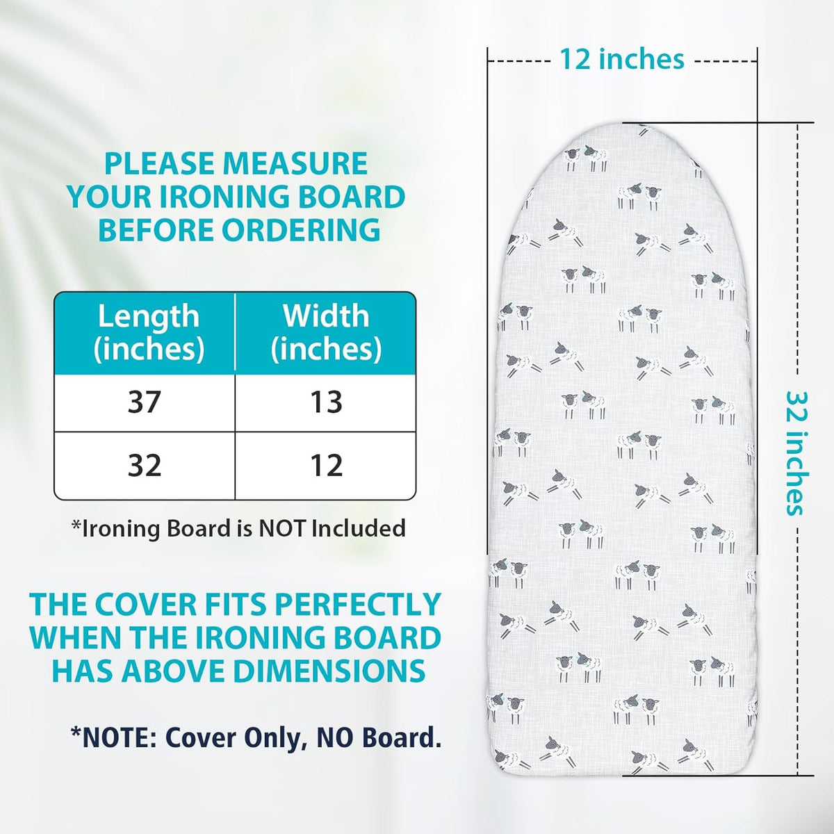 Table Top Ironing Board Cover 12 x 32 inch, 3 Layers Small Iron Board Cover, Heat Reflective Thick