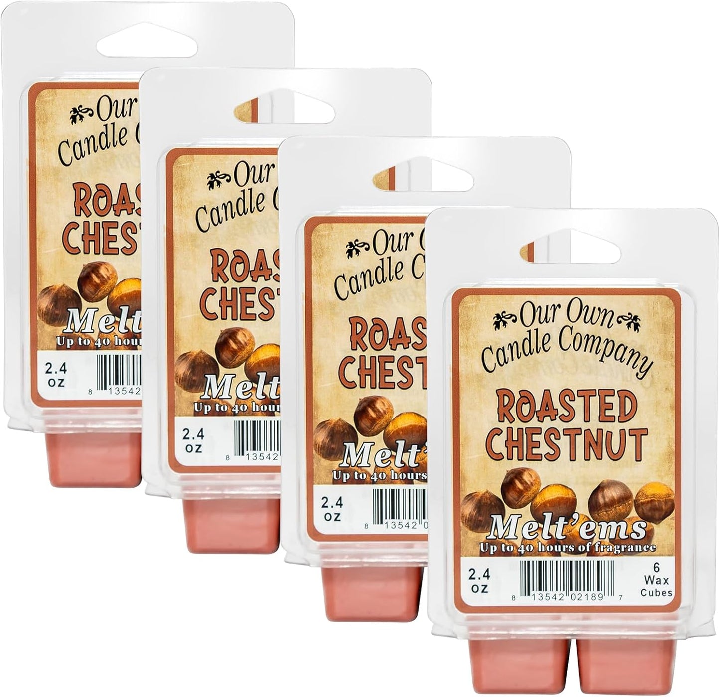 Our Own Candle Company Premium Wax Melt, Roasted Chestnut Scent, Handmade in The USA, 24 Cubes (4