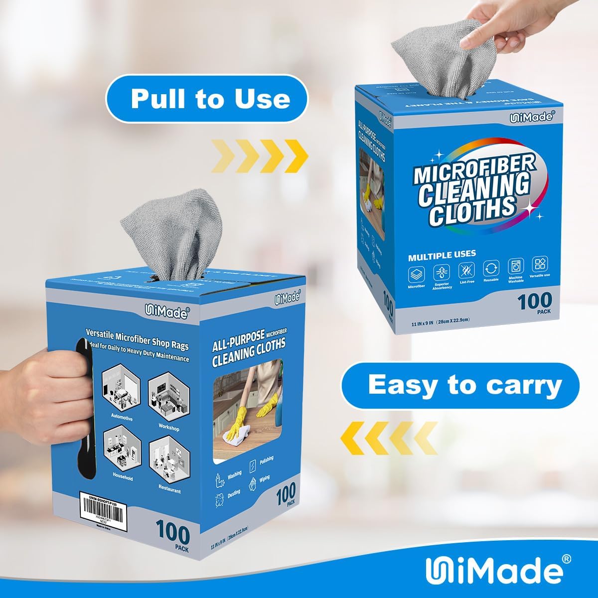 Microfiber Cleaning Cloth, 100 Sheets Microfiber Towels for Cars Commercial Grade Washcloths