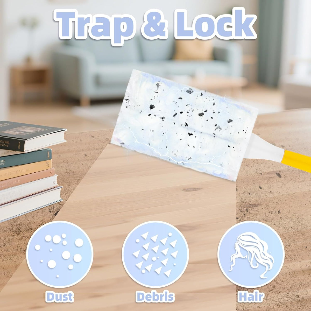 52 Count Disposable Duster Refills for Cleaning, 180° Dusters Refills Compatible with Swiffer