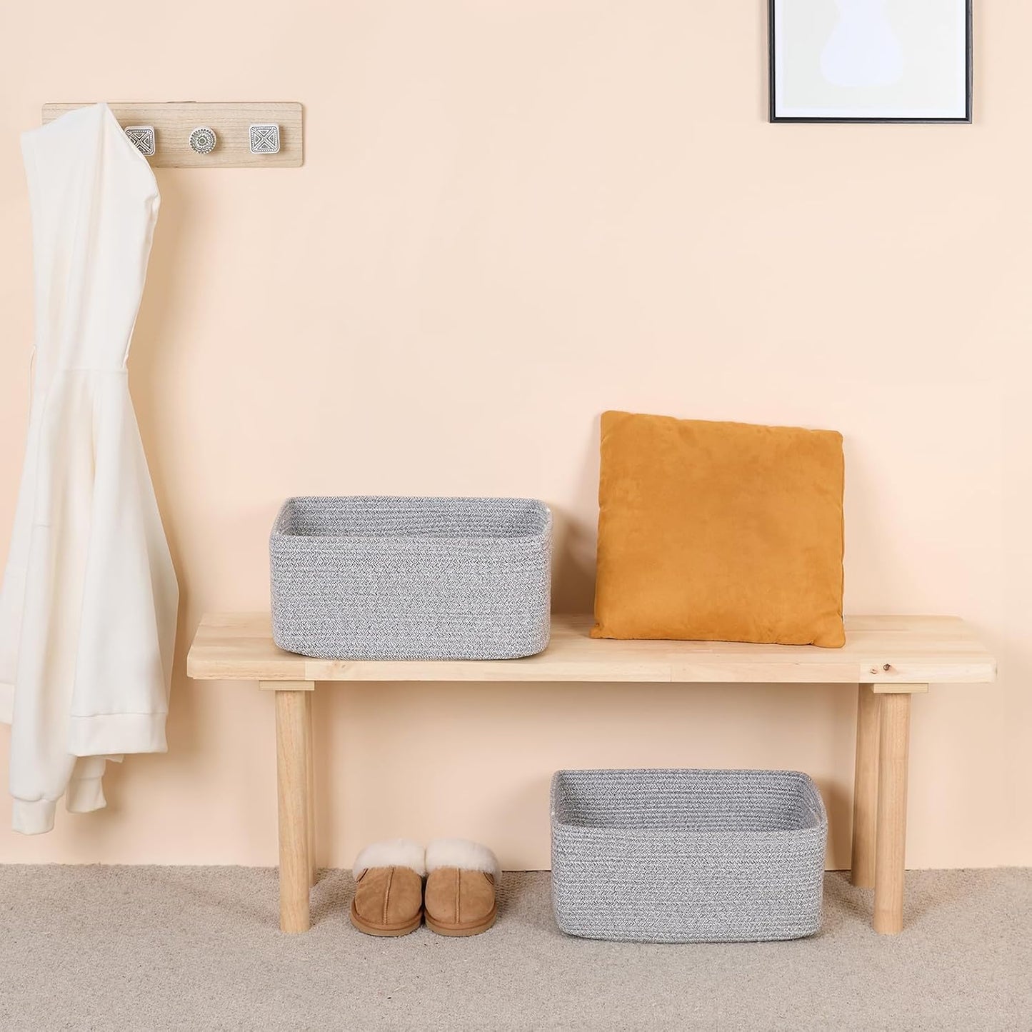 Large Storage Baskets for Organizing, Closet Shelf Baskets for Clothes Blanket Towels, Baby
